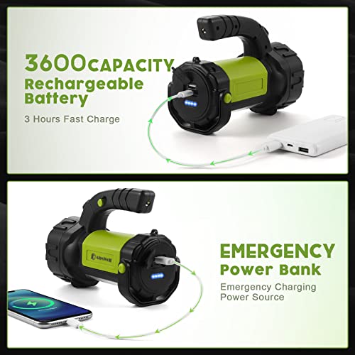 AlpsWolf Rechargeable Camping Lantern with 800LM Brightness, 3600mAh Power Bank, Green, 1 Pack