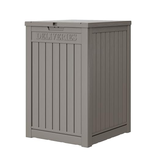 Grey 48 Gallon Lockable Outdoor Package Delivery Storage Box - Large Deck Resin Container
