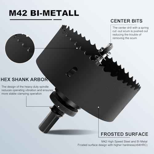 1-3/16" | 30mm Hole Saws with Heavy Duty Arbor HSS Bi-Metal Hole Cutter Drill Bit for Wood Cornhole Boards Plastic Drywall Metal Fiberboard(Black)