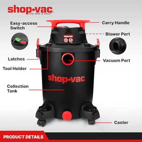 Shop-Vac 10-Gallon Wet Dry Vacuum Cleaner with 4.5 Peak HP & Blower