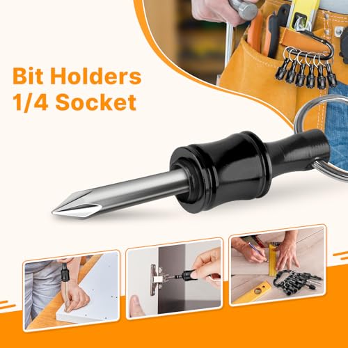 6PCS Keychain Bit Holder,Hex Drill Bit Holder for Impact Driver Drill Bit,Screwdriver Bit Holders for Tools and Gifts for Men,Black