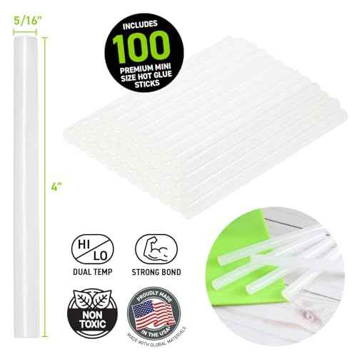 Surebonder DT-100 Mini Size Hot Glue Sticks for Mini Glue Guns 0.27 in. Diameter, 4 in. Length - All Purpose, All Temperature - Great for DIY, Arts, and Crafting - 100 Pack, Clear