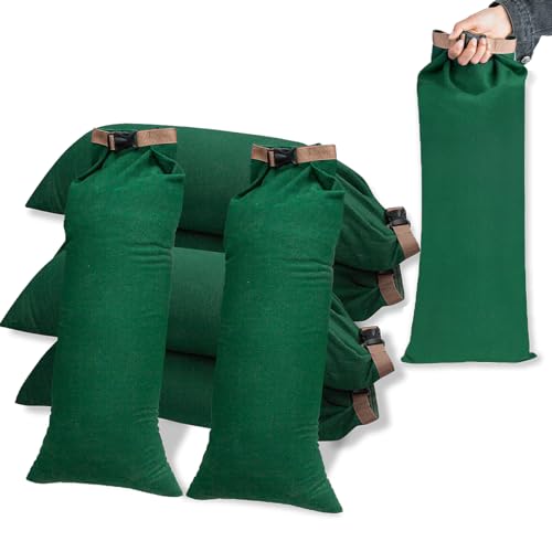 6 Pack Flood Water Barrier Sand Bags,Thickened Long Canvas Flood Protection Sandbags,Winter Bags for Swimming Pool Covers,Reusable Quick Flood Barrier for Home Flood Control