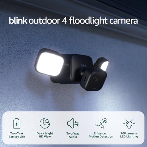 Blink Outdoor 4 Floodlight Security Camera Black - Wireless, 700 Lumens, 2-Year Battery