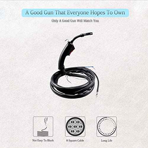 14AK MIG Welding Torch, MB14 CO2 Gas Protective MIG Welder Torch, 2 Meters, Fits 160A200A Current, Black, Stainless Steel