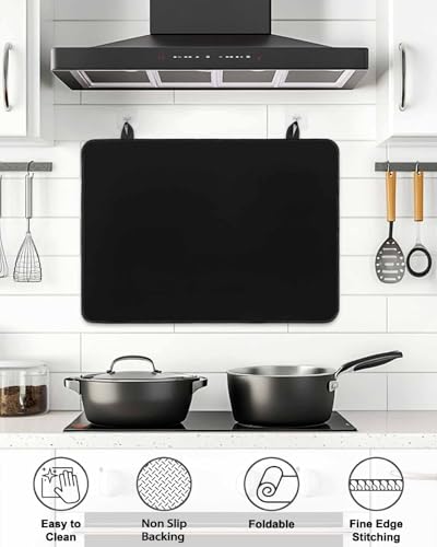 PIEPLE 24x21 Black Heat-Resistant Glass Cooktop Protector | Stovetop Cover Mat