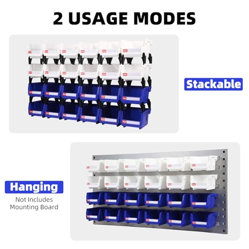 Shineyaplus 24-Pack Stackable Storage Bins 5.32 x 4.14 x 2.99 in with Labels, Blue & Red