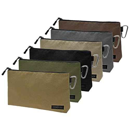 COREFLEX Premium Tool Pouch Zipper Bag, Small Tool Bag, Multipurpose Storage pouch, Heavy duty Flat Bottom Tool bag with YKK Zipper (6 pack Large 12inch)