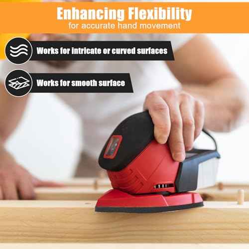 3 Pack Mouse Sander Pads Foam Sanding Pads Detail Sander Pads with 5 Holes Mouse Sander Sandpaper Backing Pad for Sander Accessories Replacement Flexibility & Balancing Sanding Pressure