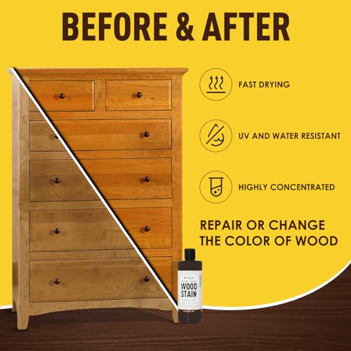 DWIL Water-Based Wood Stain - Teak Finish, Fast Dry, 8.5oz - No Tool Included
