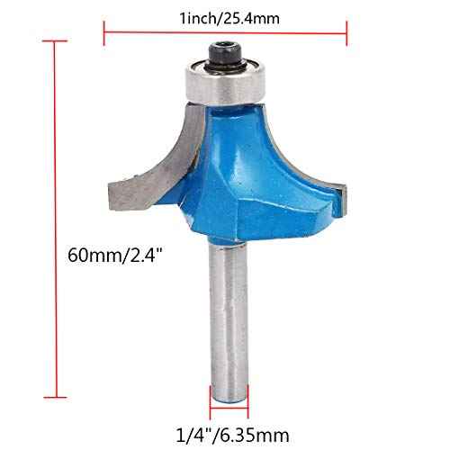 Round Over Edging Router Bit 1/4" Shank 1/2" Cutting Radius Bearing Guide Corner Rounding Router Bit