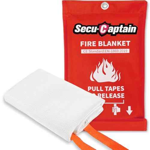 SecuCaptain Emergency Fire Blanket for Home and Kitchen - 40"x40" Flame Suppression Fiberglass Fire Blankets for House Camping Car Warehouse Office Emergency Survival Safety