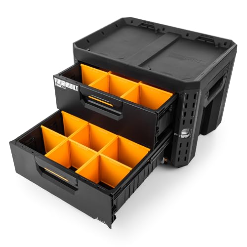 ToughBuilt StackTech 2-Drawer Locking Toolbox, 240 lb Capacity, Stackable (2-Drawer, No Wheels)