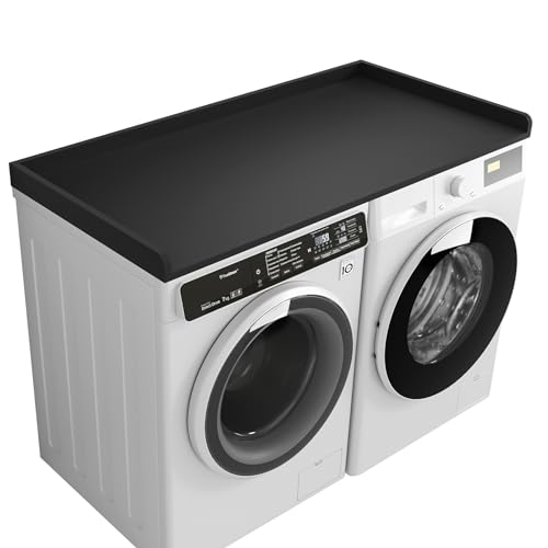 Kaboon Black Countertop for Washer Dryer | 27.5 x 54 Inches Laundry Surface with Edge Rails