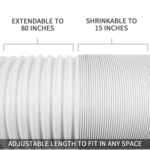 Qualward 5.1 Inch Anti-Clockwise Portable AC Exhaust Hose, 80-Inch Expandable Vent Tube