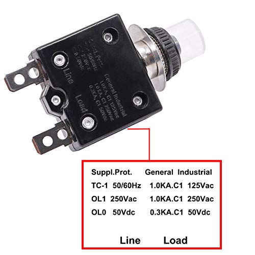 SMSEACE 15A Waterproof Electric Button Circuit Breaker L1 Series with Manual Reset