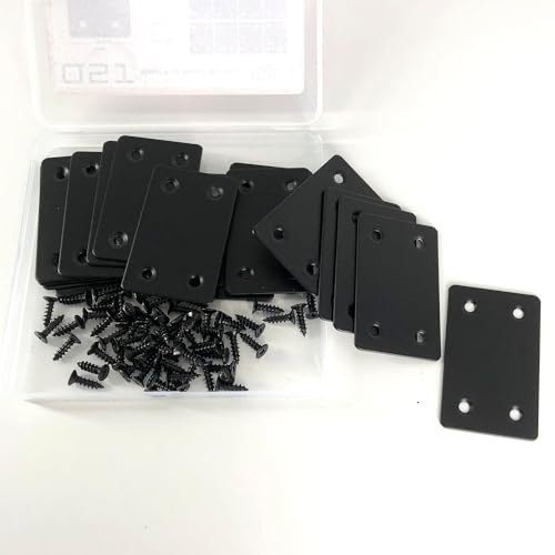 Black 16 Pack Stainless Steel Flat Mending Plates 2.36x1.49'' for Furniture Reinforcement