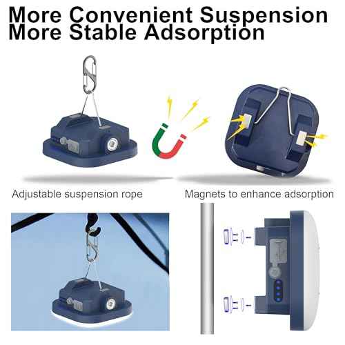 LED Camping Lantern Rechargeable TeiNewBy 1500LM 10000mAh up to 120 Hours Running, 4 Light Modes, IP54 Waterproof,Magnetic Base for Hurricane Emergency, Outdoor, Hiking, Home and Car(30W)