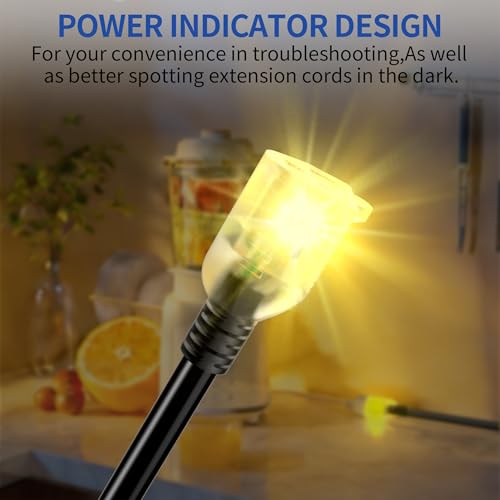 Black 100ft Heavy Duty Outdoor Indoor Extension Cord with Lighted Plug