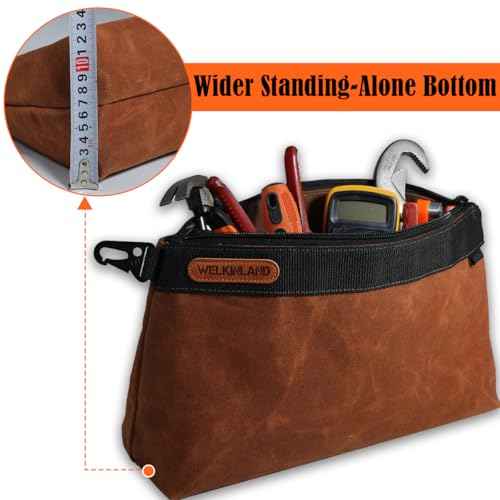 WELKINLAND 2Pcs-Set Tool Pouches, Heavy-Duty Waxed Canvas Tools Pouch, 14-Inch Tool Organizer Pouch, Waterproof Zipper Tools Pouch, Durable Canvas Tool Zipper Pouches