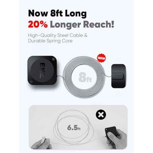 EKZ 8ft Retractable Remote Control Cable Tether Lock - Anti-Loss Security Lanyard with Adjustable Locking Leash Length Clasp for Game Controllers, Tablets, Home, Office, Showroom ? 4 Pack