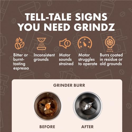 Urnex Grindz Professional Coffee Grinder Cleaning Tablets 430g - All Natural Gluten Free