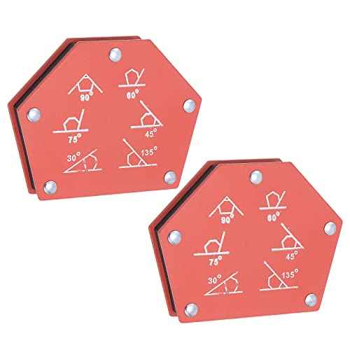 HARFINGTON 2pcs Arrow Welding Magnet Holder, 55LBS 30£¬45£¬60£¬75£¬90 Degree Multi?Angle Six Sides Magnetic Metal Clamps Working Tools for Welding, Soldering, Assembling