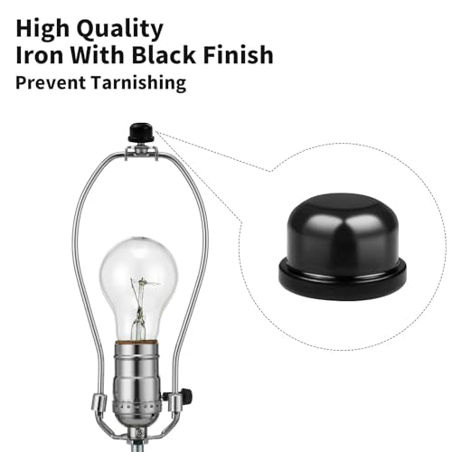 Aecsze 8 Pcs Retro Black Gold Silver Lamp Shade Screw Caps 1/4-27 Thread
