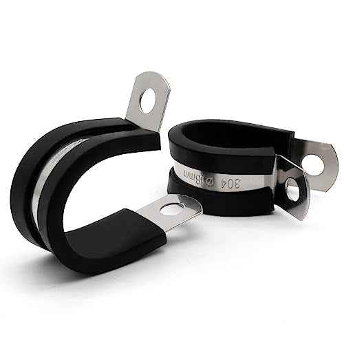 3/4 Inch Cable Clamp, 20 Pack Stainless Steel Wire Clamp for Pipe, Hose, and Cable Protection with Metal Rubber Clips (20mm)
