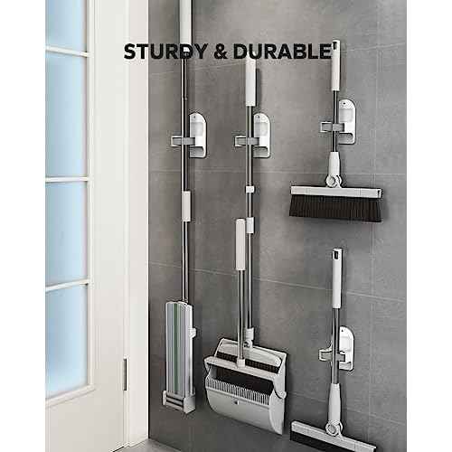 Plastic Broom Holder Wall Mount, White, 4 Count