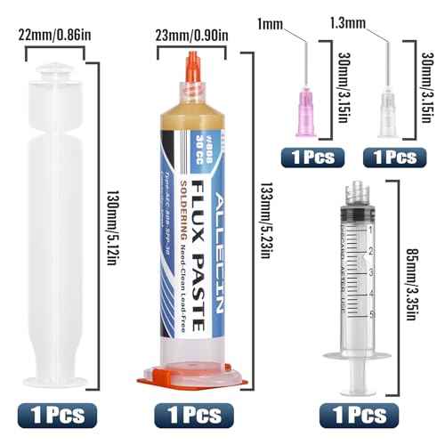 Solder Flux 808 30CC 30mL Need to Clean Tin Soldering Fluxes Paste Liquid Syringe for Electronics 10 Milliliters with Needle Dispensing Tool (Pack of 1Pcs)