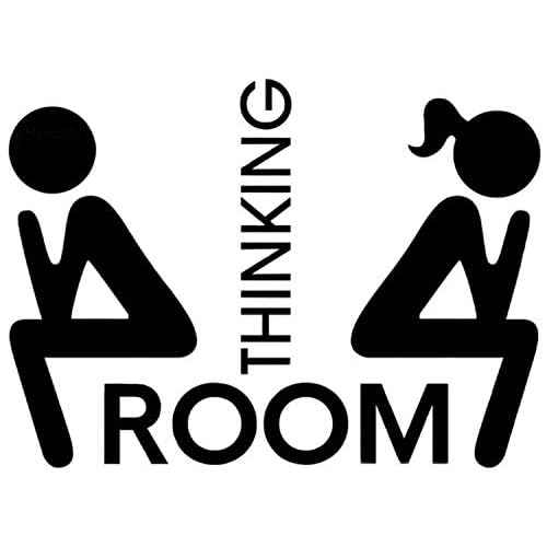 Maydahui 2 PCS Thinking Room Wall Decals 8.6 inch Sticker Decor Black Art Vinyl Mural Sign for Cafe Shop Office Toilet Hotel Closestool Bathroom Salon Home