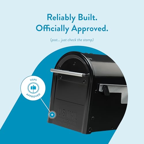Architectural Mailboxes Franklin Post Mount Mailbox, Black with Silver Accents, FM110BEC