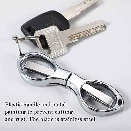 Tatuo 8 Pcs Stainless Steel Scissors Folding Mini Scissor Anti Rust Portable Keychain Scissors Small Glasses Shaped Compact Shear Telescopic Cutter for Travel School Office (Folding, Folding Style)