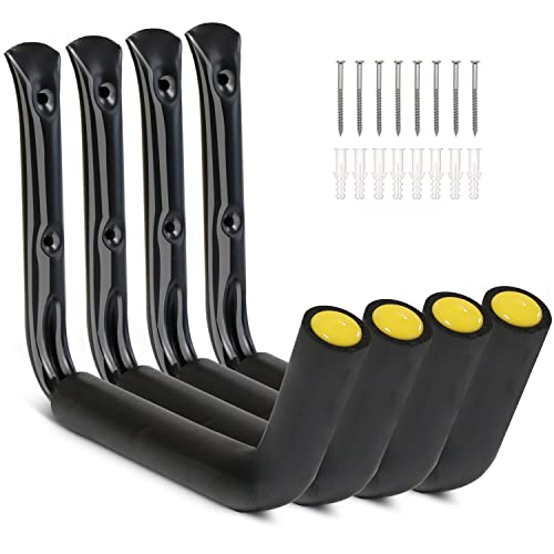 GEEDAR 100 LB Capacity (15") Heavy Duty Garage Storage Hooks (4packs) Kayak Storage Hanger Wall Mounted Rack for Hanging Ladders, Bikes