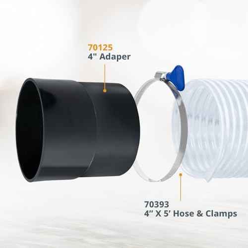 POWERTEC 70125V 4-Inch Pipe Hose Adapter, Quick Coupler for Workshop Dust Collection Fittings, ABS Plastic - 1 PK,Black