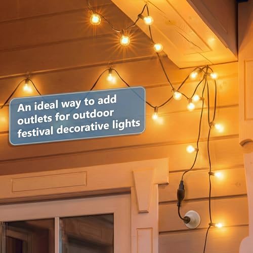Feekoon Black E26/E27 Light Socket Adapter with 3 Prong Outlet & Extension Cord - 1 Pack