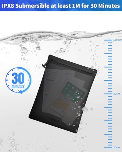 TUNROP Waterproof Document Bag 15.3x11.8" Zipper Pouch Black - IPX8 Submersible