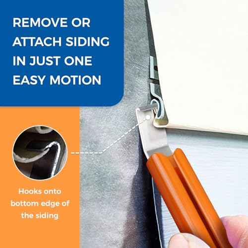 7" Vinyl Siding Removal Tool - Extra Long Non-Slip Grip Handle, 5 Pack Vinyl Siding Hooks, Installation & Repair Tool