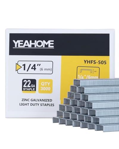 YEAHOME 1/4-Inch Light Duty Staples for Staple Gun, 3000 Counts, JT21 Compatible