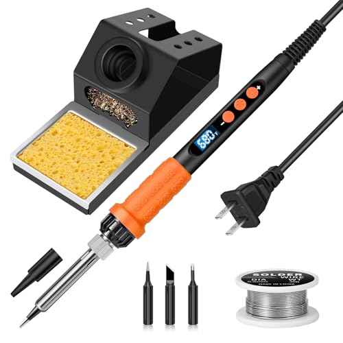Soldering Iron Kit, 100W High Power Soldering Iron, Fast Heating, Digital Display Temperature Control Accurate 356¡ÆF-896¡ÆF, Portable Soldering Kit with Protective Cap, Automatic Sleep Mode