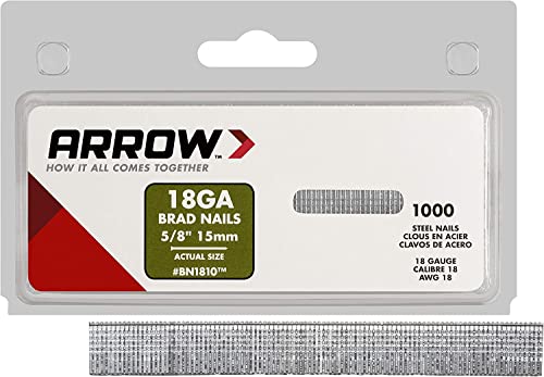 Arrow 18-Gauge Steel Brad Nails 5/8 Inch for Molding and Cabinetry, 1000 Pack