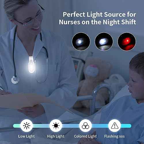 Rechargeable Nurse Light Clip On for Night Shift, Bright Hand-Free Nursing Work Flashlight, Lightweight Nurse Scrub Light for Badge, Emergency Clip-on Flashlight for Travel, Walk, Run