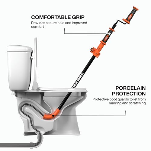 Klein Tools 53018 6-Foot Extendable Steel Toilet Auger with Manual & Drill Operation