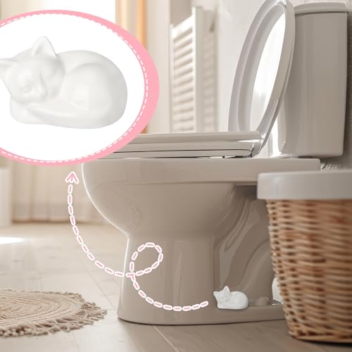 Wonderjune 2 Pack White Cat Toilet Bolt Covers | Decorative Bathroom Accessories