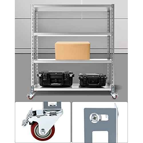 QWORK Storage Rack Caster Wheels, 4 Pack 3" Heavy Duty 500 lb. Max Total Capacity Storage Shelf Accessories, Fit for Boltless Self Locking Shelving Racks