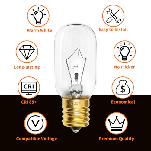 Belleone 2 Pack Dimmable 125V 30W E17 Microwave Light Bulbs for LG/Frigidaire/Kenmore/Whirlpool/GE – Replaces 6912W1Z004B