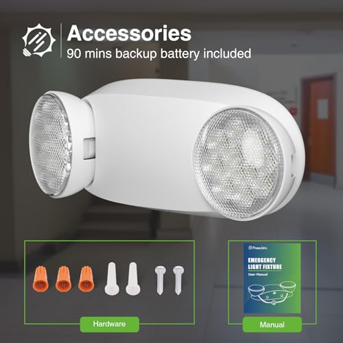 FREELICHT 4 Pack Emergency Lights with 90-Minute Battery, Round Heads, Commercial UL Certified