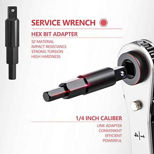 Mellbree HVAC Service Wrench, Carbon Steel, 3/8 in, 1/4 in, 5/16 in, 3/16 in