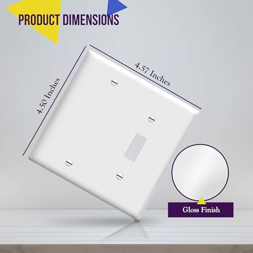 ENERLITES 2-Gang Toggle and Blank Wall Plate - White, 1 Pack